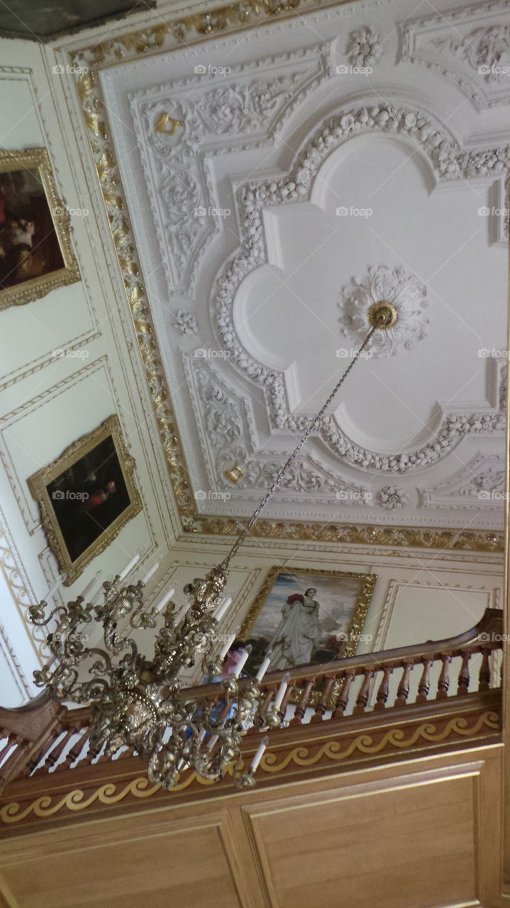 ornate ceiling  in English stately home