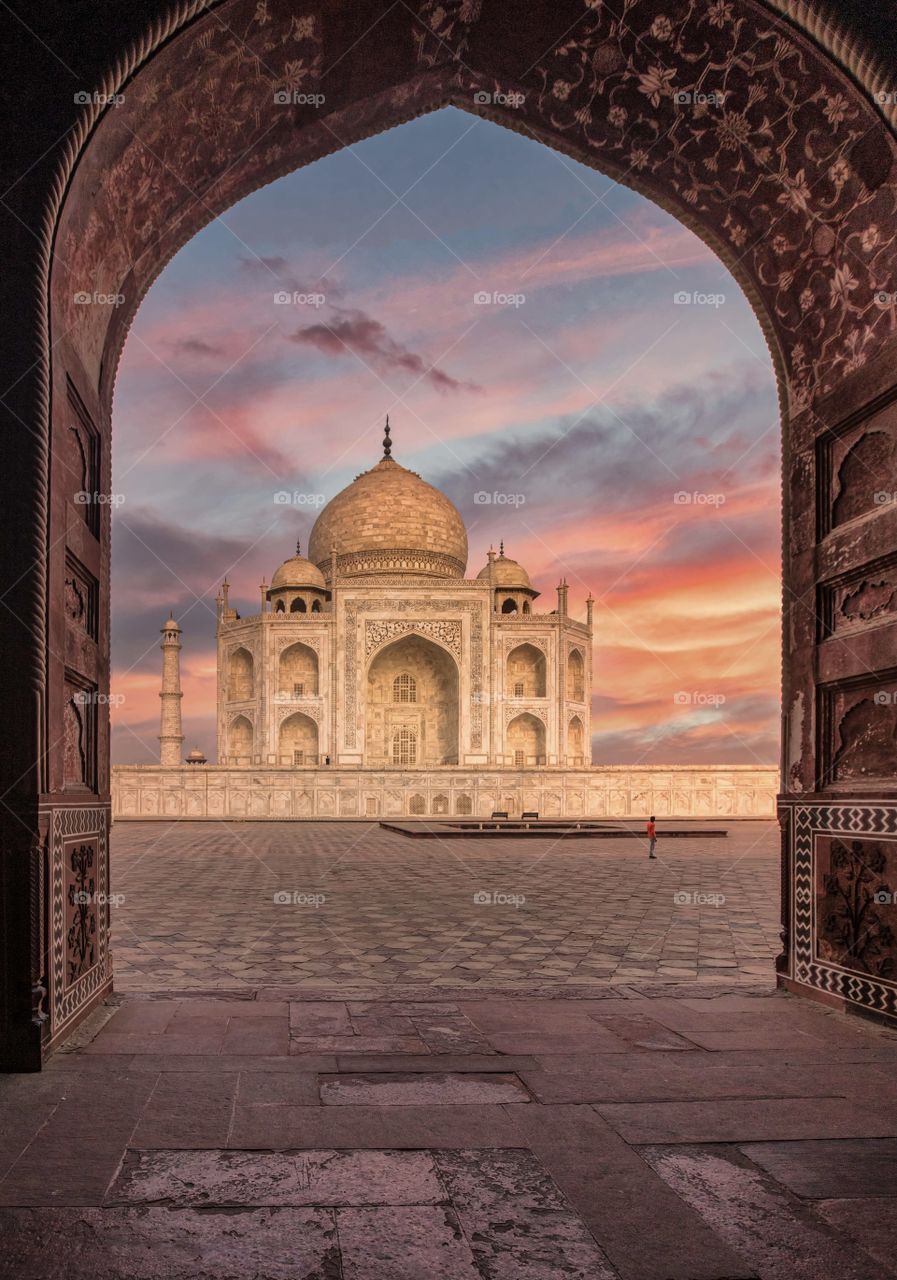 Majestic Taj Mahal at sunrise 