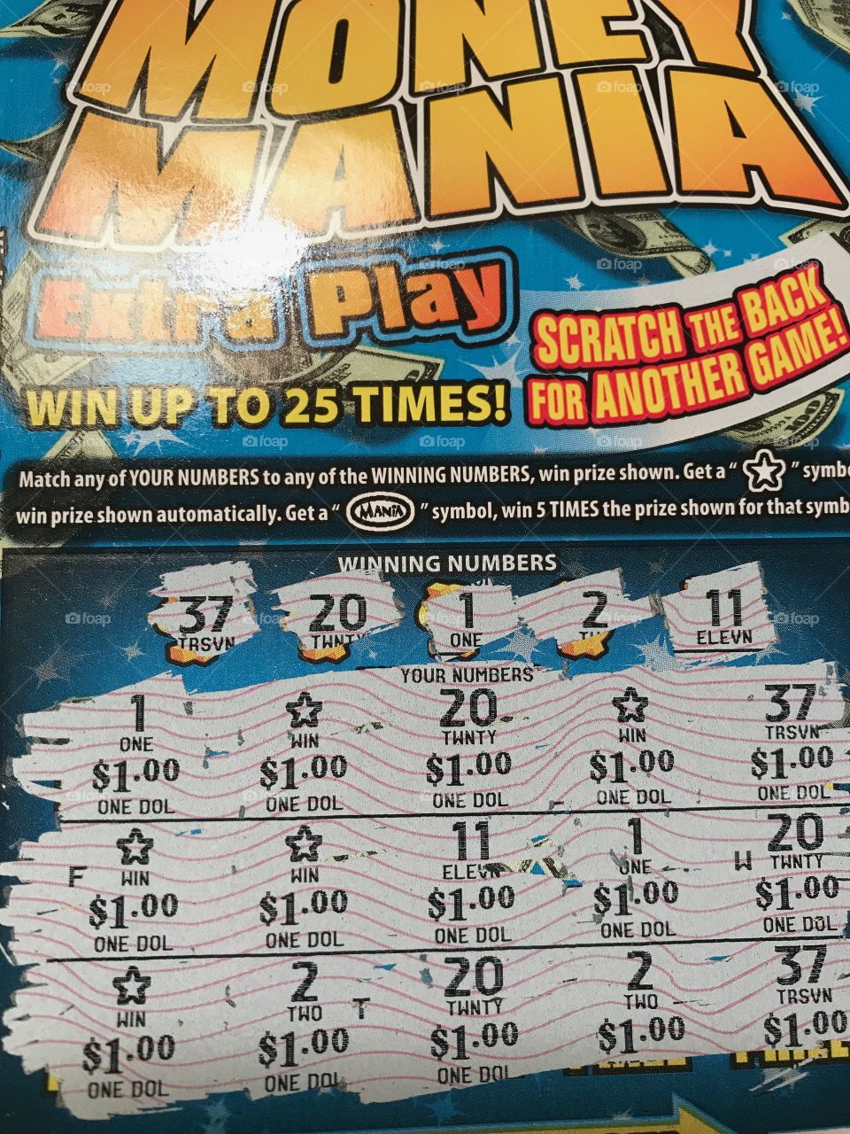 Scratch off win lottery ticket 