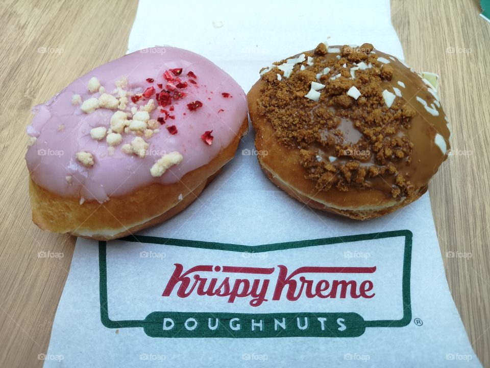 Krispy Kreme doughnuts strawberries and creme biscoff