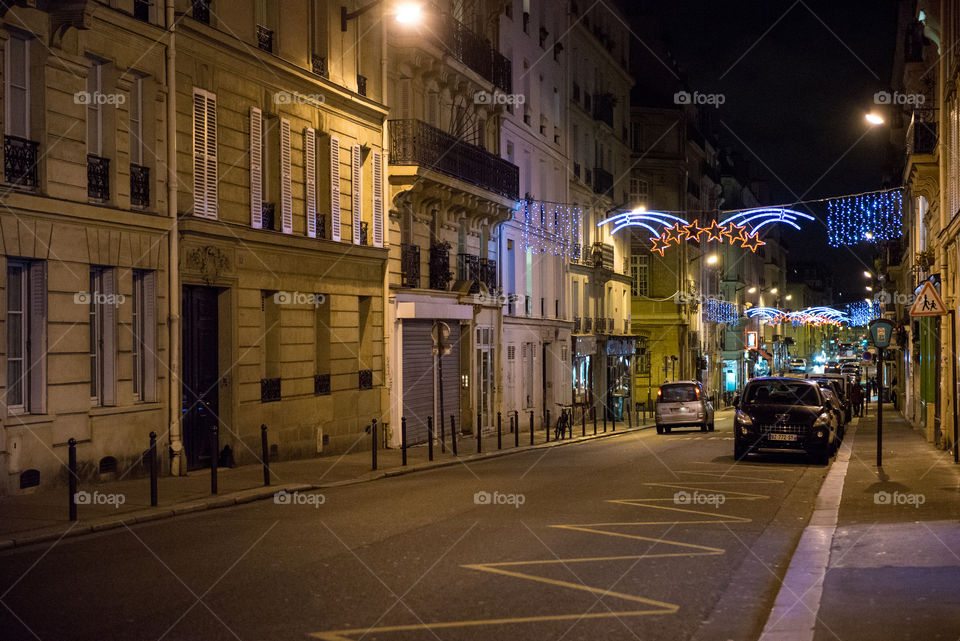 small street in paris at christmas