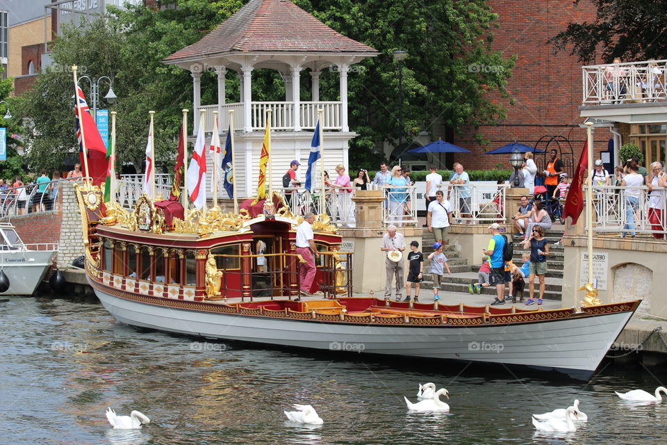 Her majesties yacht Gloriana on the river Thames