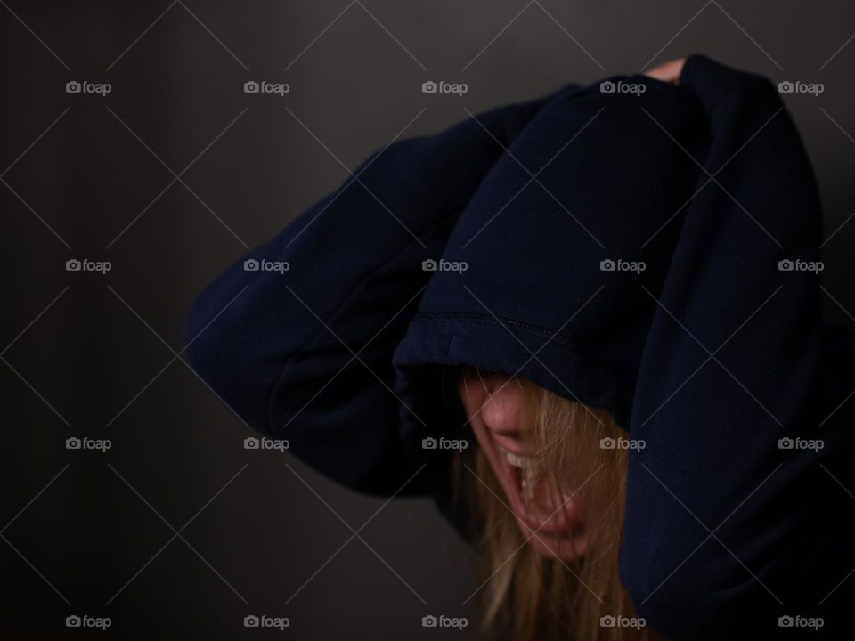 Woman screaming in anger