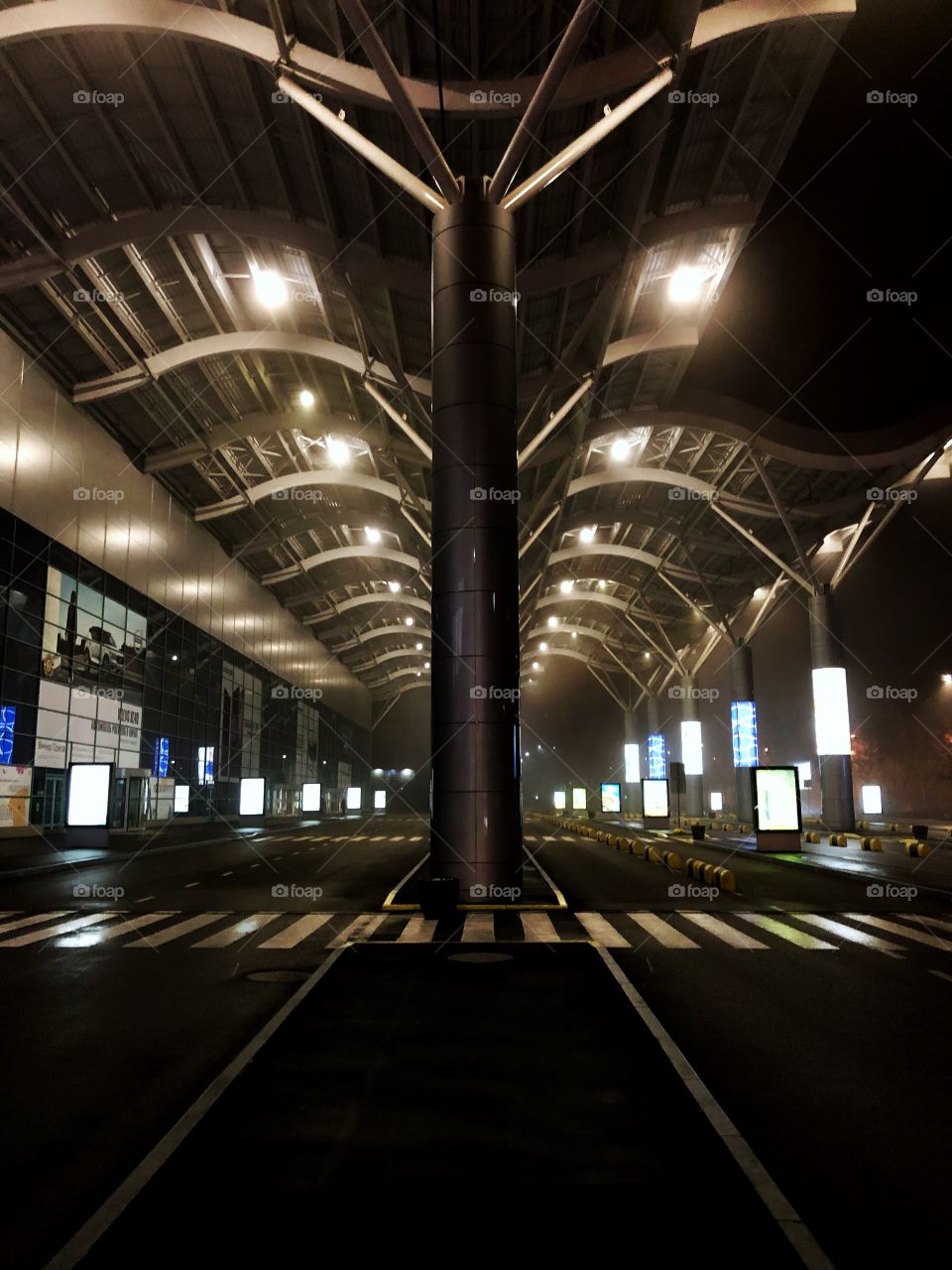 Airport terminal night view 