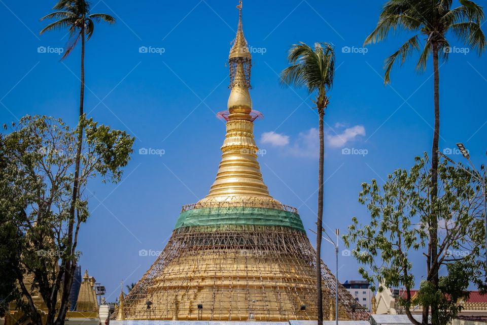 Botataung Pagoda on the good weather day in Rangoon Myanmar