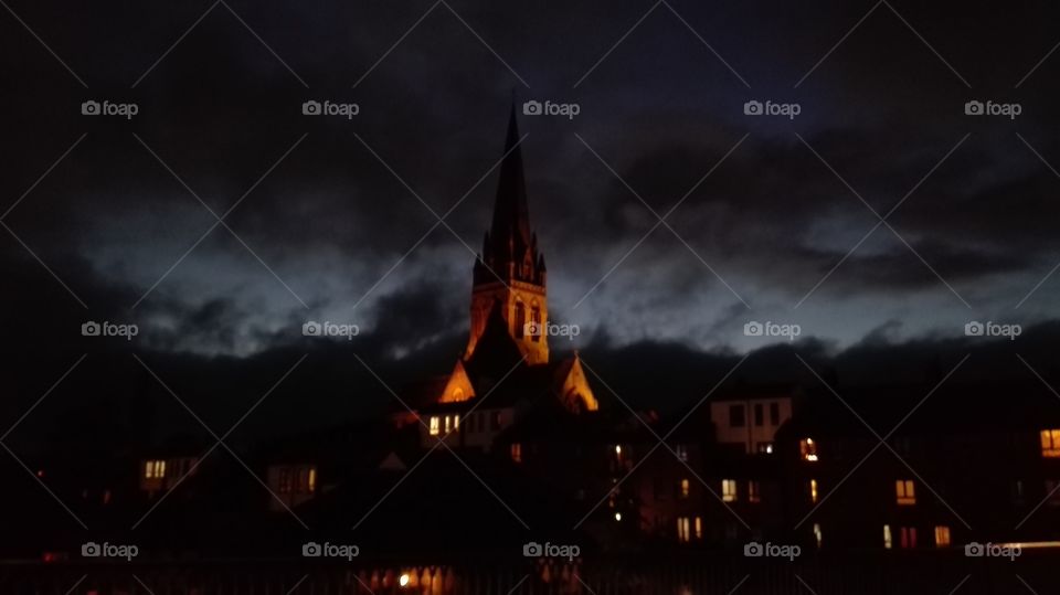 Clouds and Church in Night
