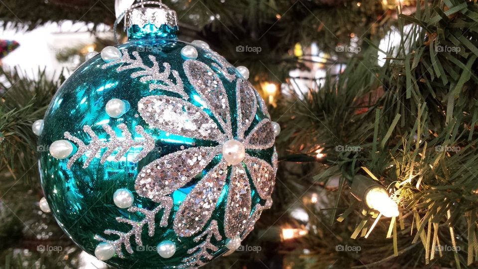 Teal snowflake Christmas decoration