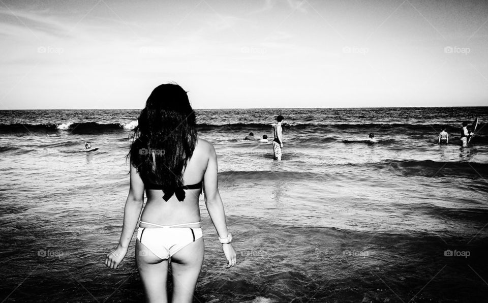 girl at the beach shore
