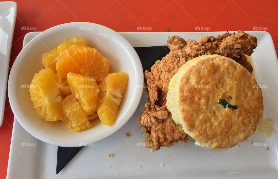 Fried chicken on a biscuit 