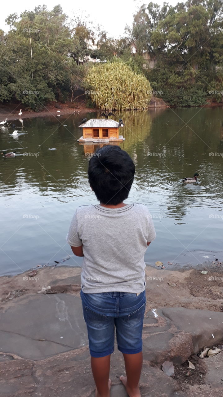 criança vendo Lagoa.