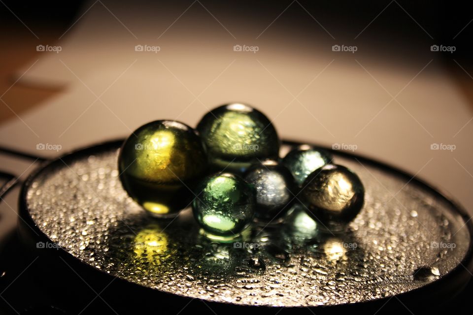 Glass ball on the table