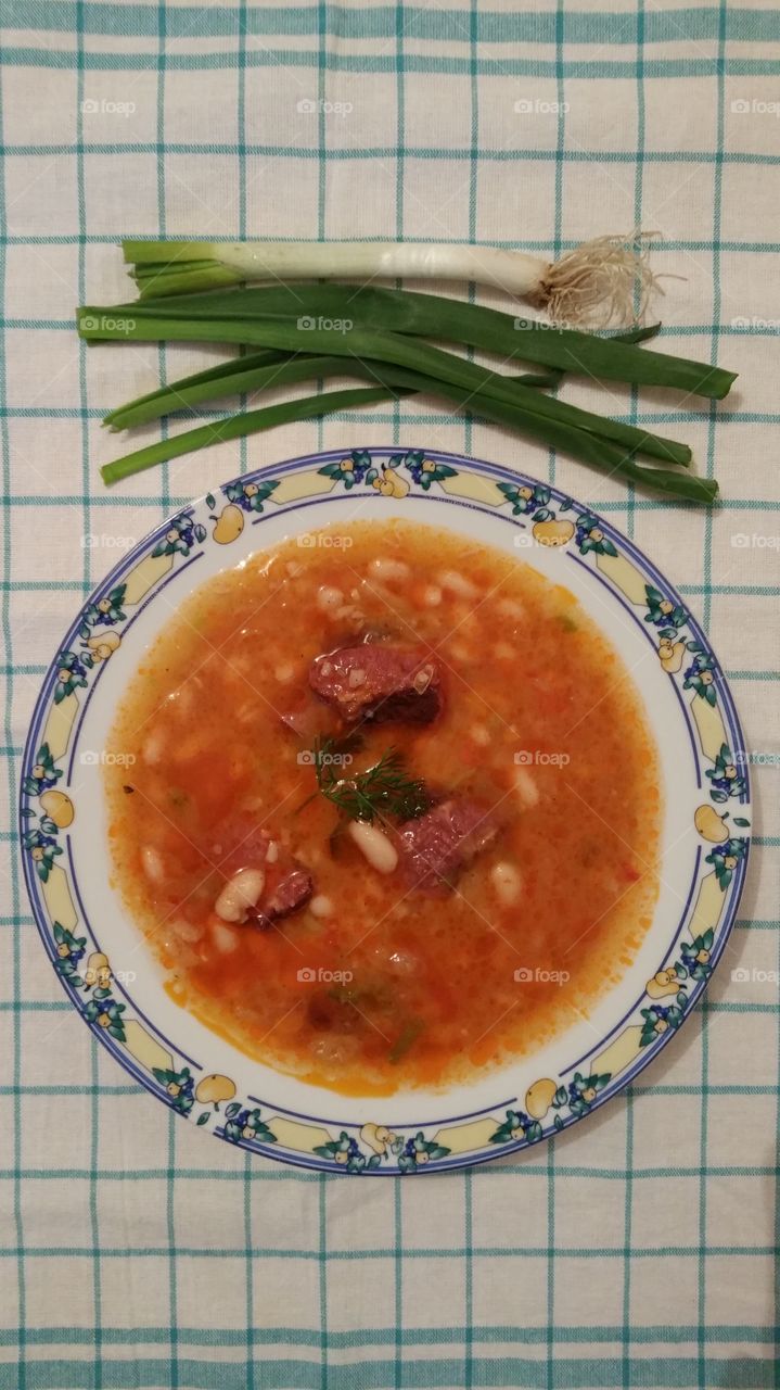 Beans with smoked ham