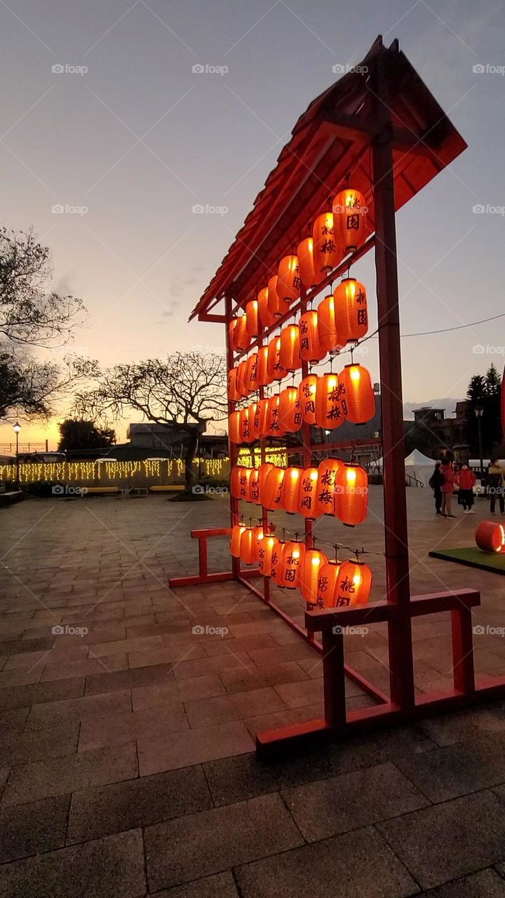 lantern at dusk