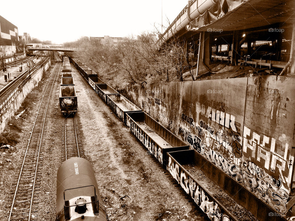 bridge tracks trains cargo by AymPhotoS