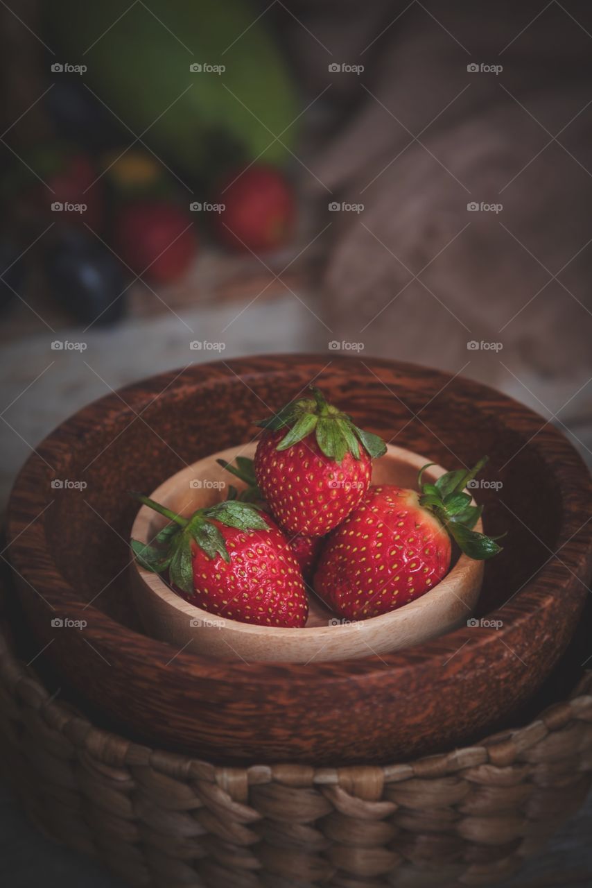 fresh strawberry in a small bowl