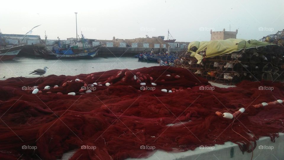 fishing nets in the port.