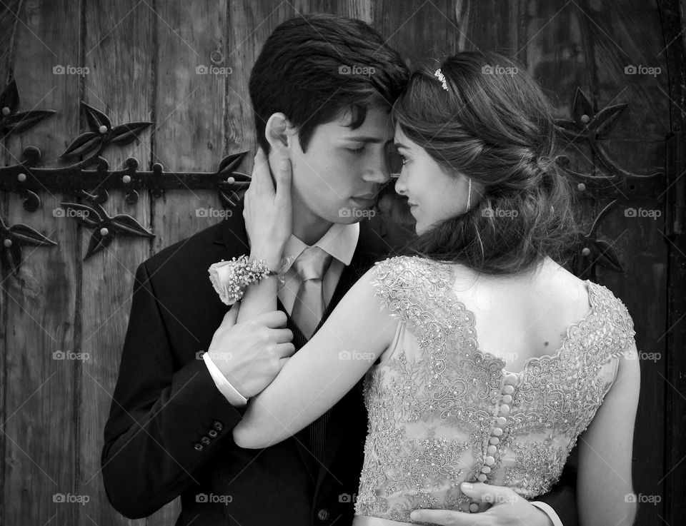 Intimate romantic young love vintage black and white