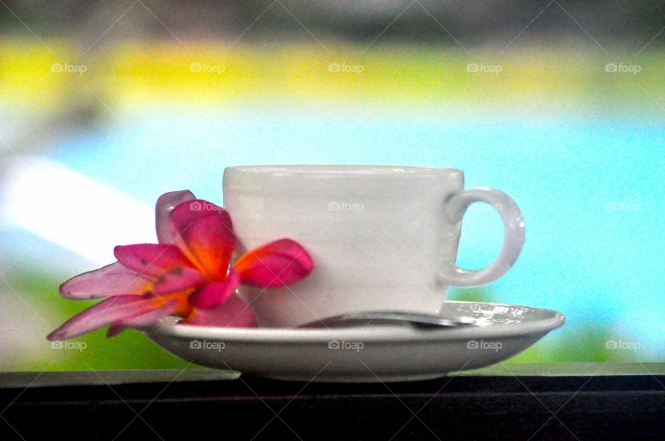 --Holiday: Ambarukmo Swimming Pool, with a cup of tea....