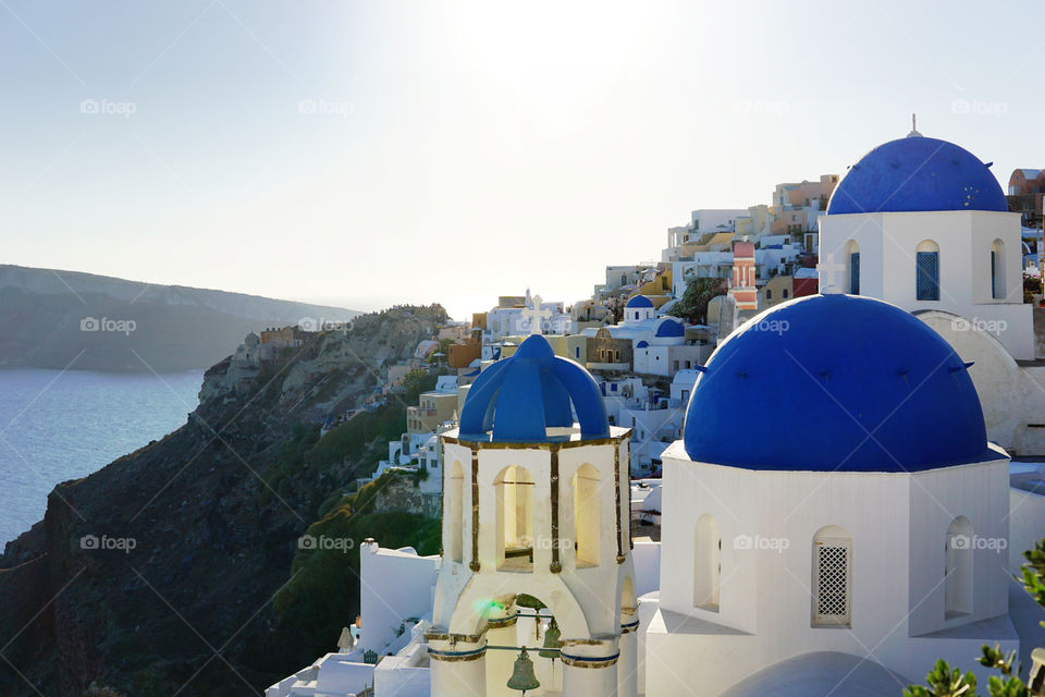 three blue domes oia