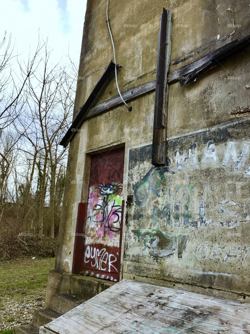 Red Door with Graffiti