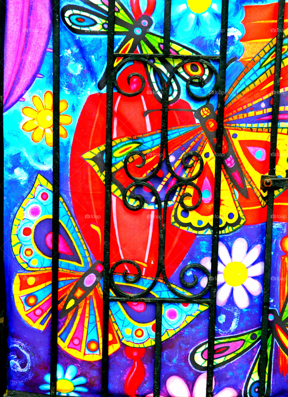 Colorful Gate . This is a photo of a colorful gate leading to the Secret Garden.