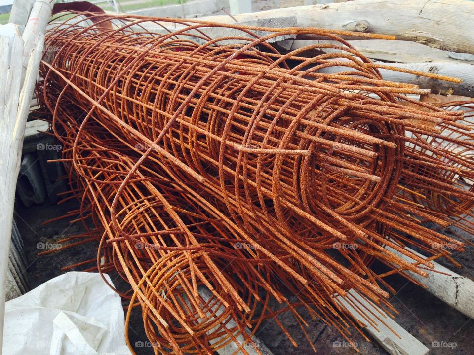 Iron bar rust because of rain.