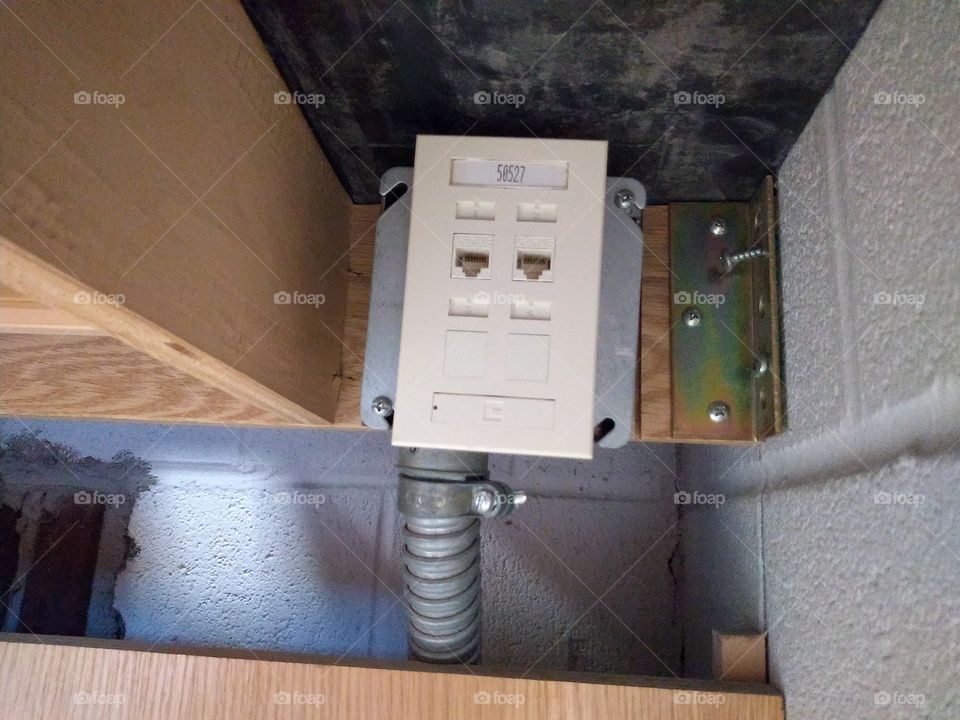 network outlet under a desk