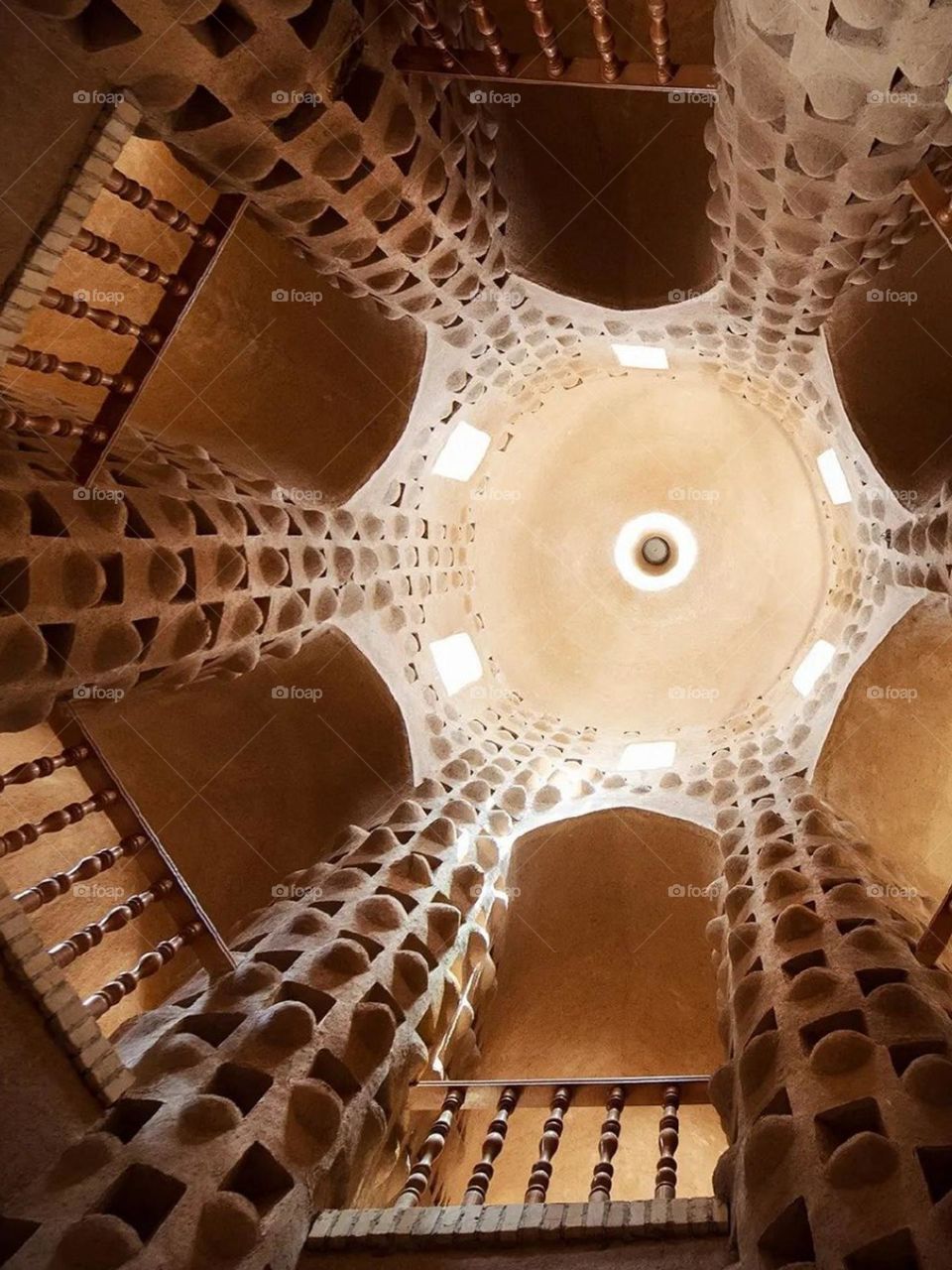 The architecture of the pigeon towers was such that birds of prey could not enter it and the pigeons were safe.The beauty of the ceiling is mesmerizing