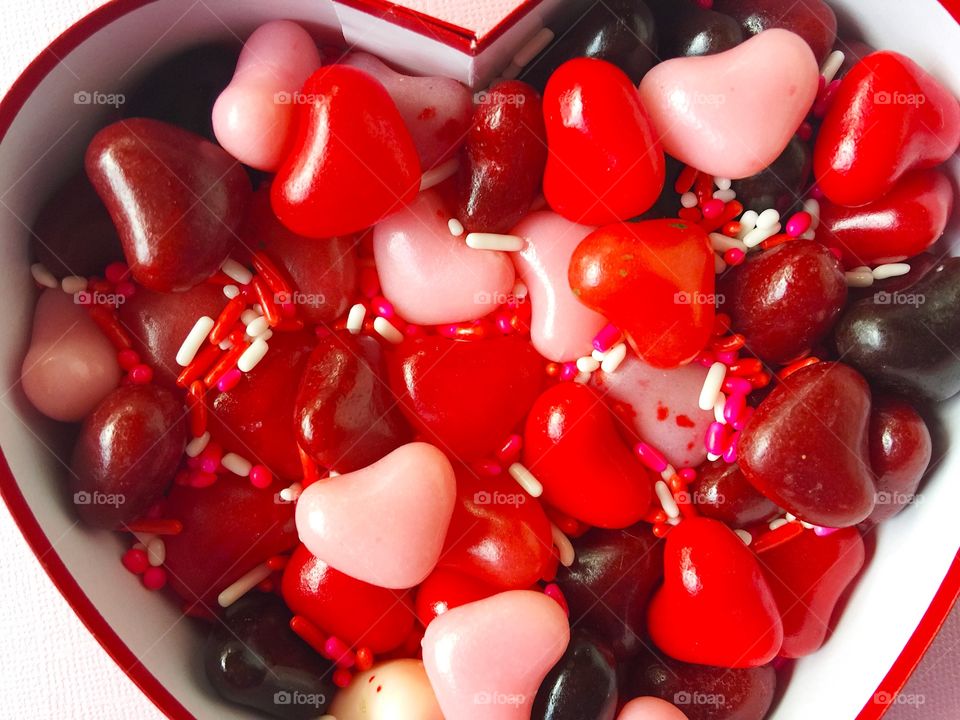 Valentine heart candy with sprinkles