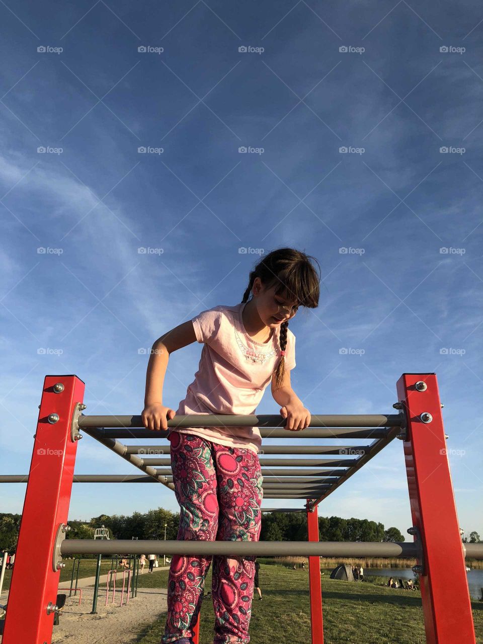 Little girl having fun on playground
