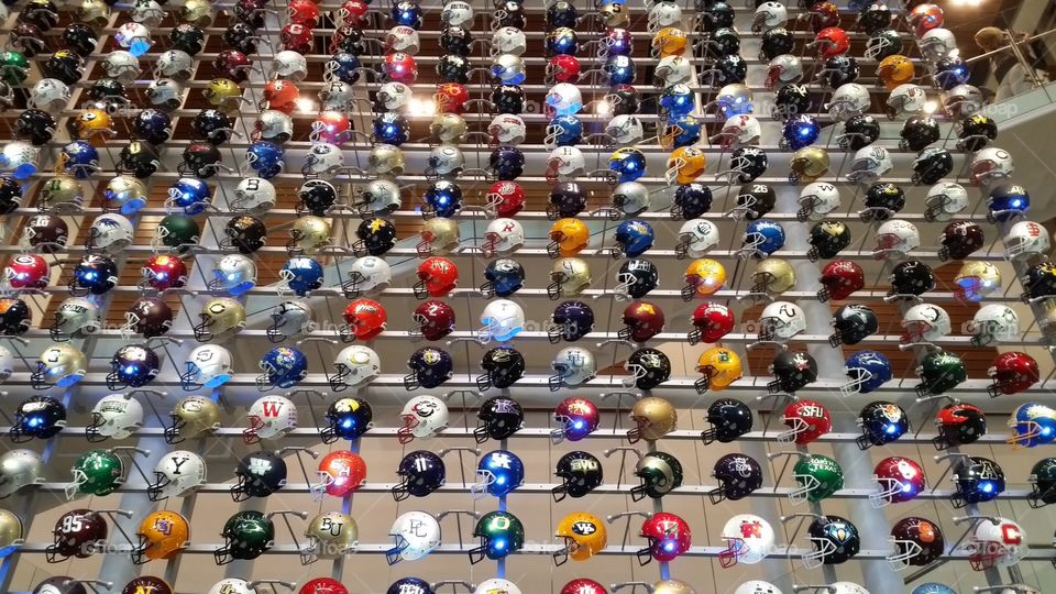 Which one is your Team?. College Football Hall of Fame helmet display