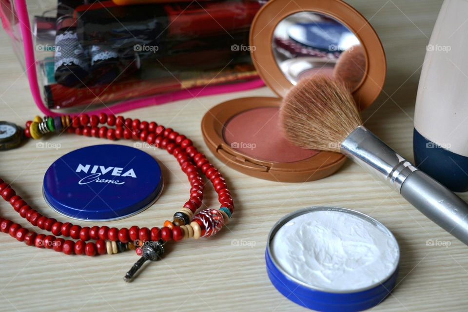 Nivea cream and female accessories love Nivea brand