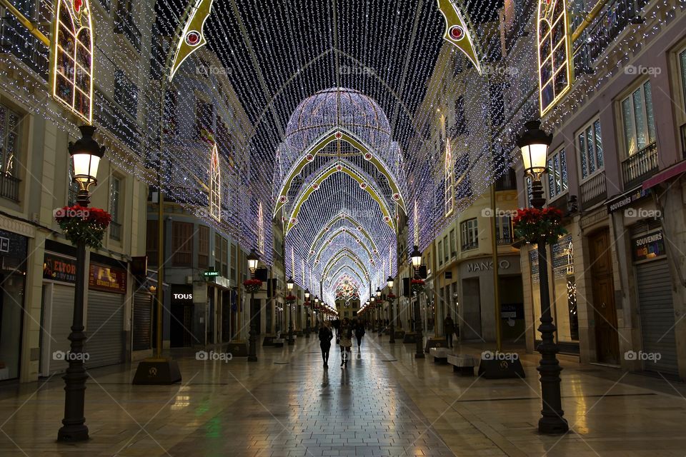 Magical Christmas decorations in Malaga, Spain 