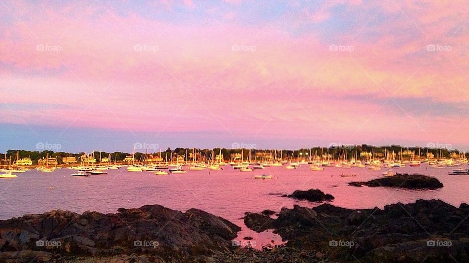 Marblehead harbor at dusk 