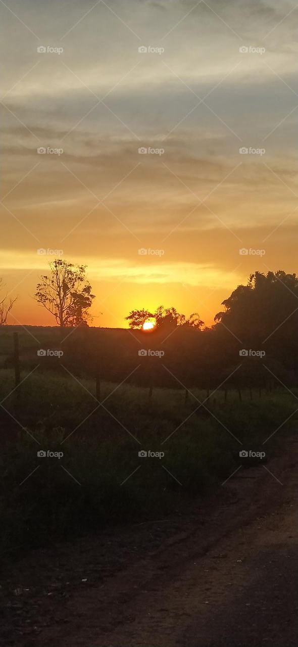 Por do sol no interior de São Paulo.