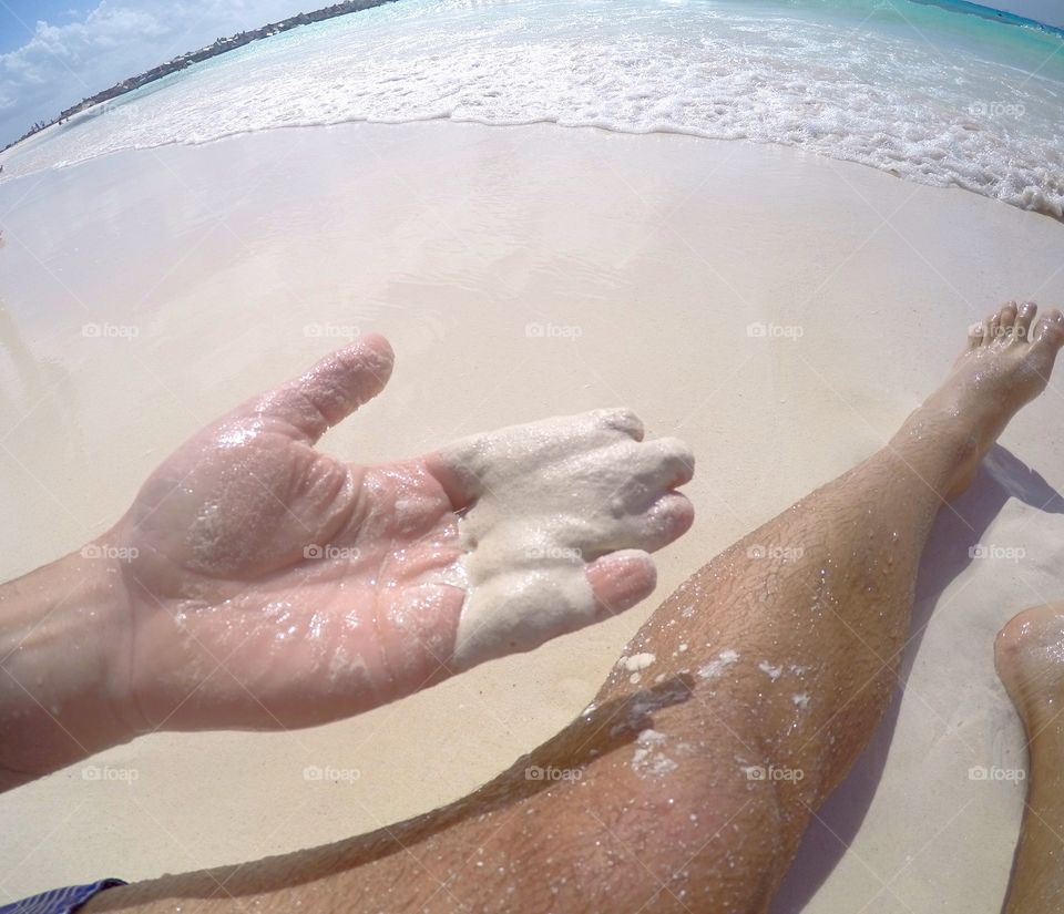 white sand in the awesome beach in Cancun