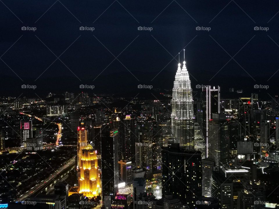 Night photography, night city, Kuala Lumpur, Malaysia. Beautiful Cityscape.
