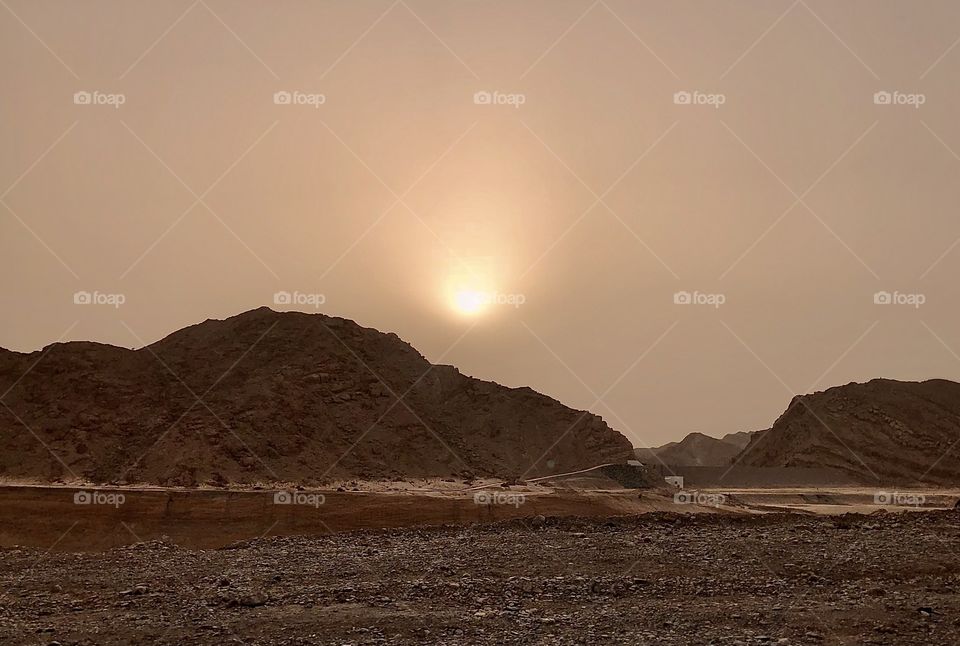 Sunset and mountains 