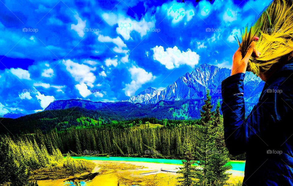 Women looking at beautiful view.