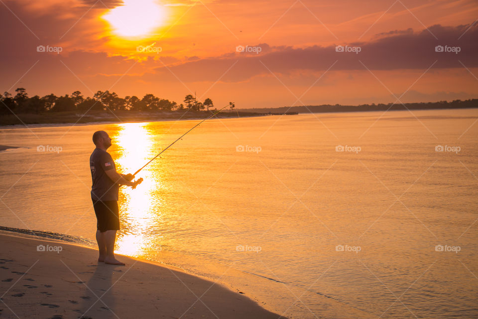Coast fishing. Fishing off Florida coast