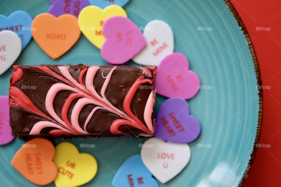 Colorful Bright Valentine’s Day Brownie With Hearts