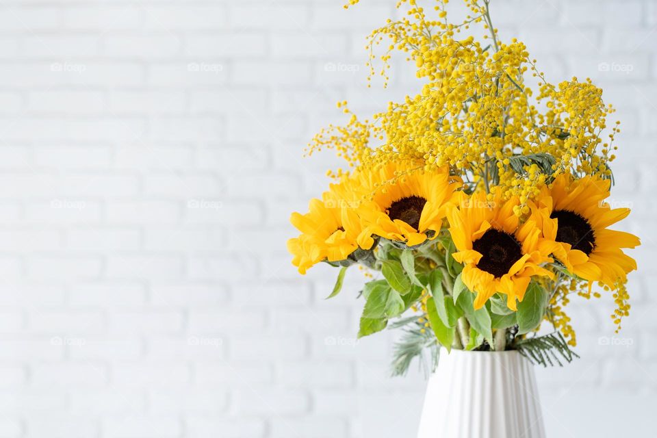 beautiful yellow flowers in the vase