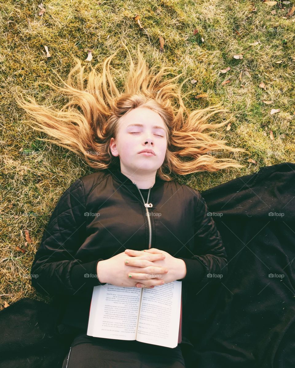 Girl relaxing in the park