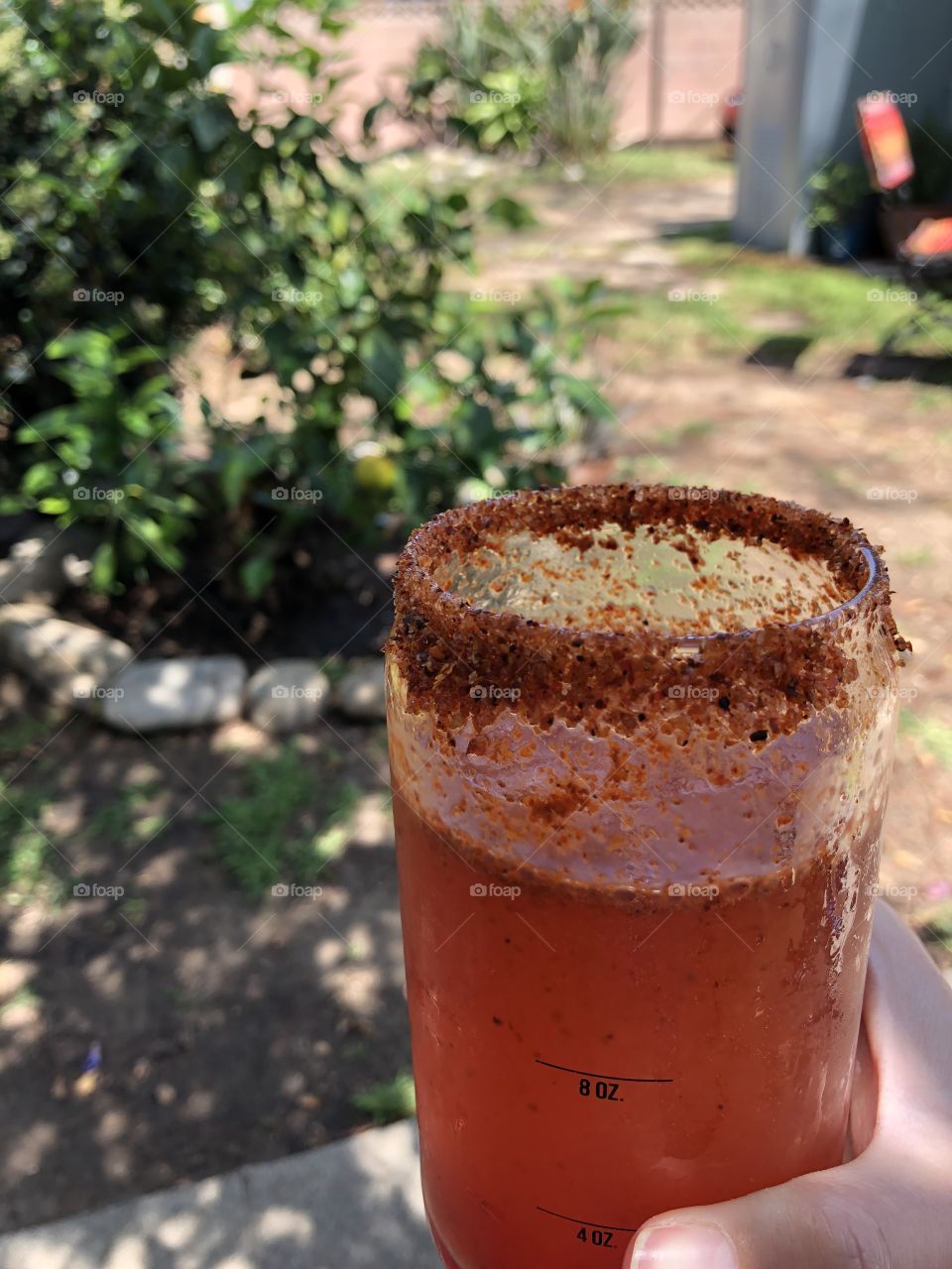 Michelada at noon in the garden