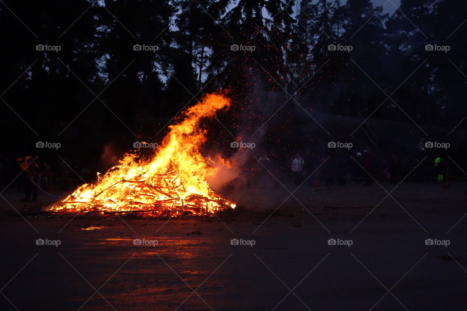 Traditionnal Easter Bonfire. Traditionnal Easter Bonfire in Seurasaari museum island in Helsinki, Finland on 4th April 2015. 