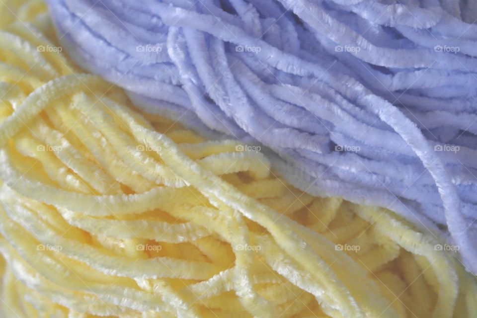 Blue and yellow yarns 
