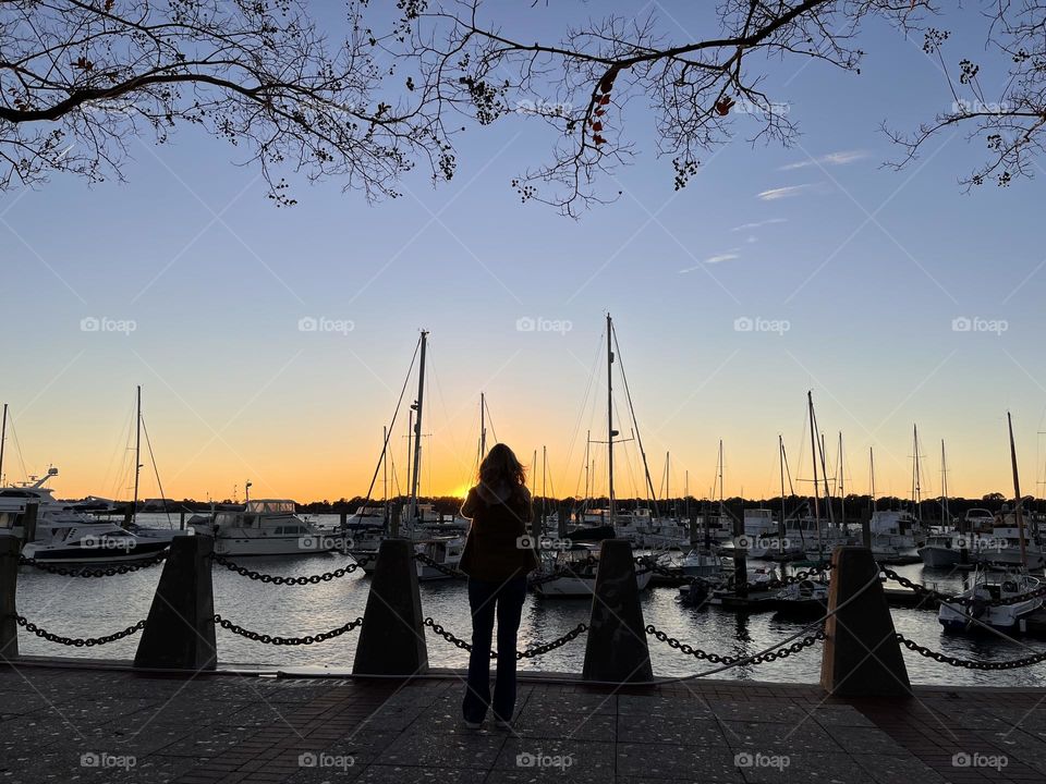 A peaceful sunset being photographed in Beaufort, South Carolina 