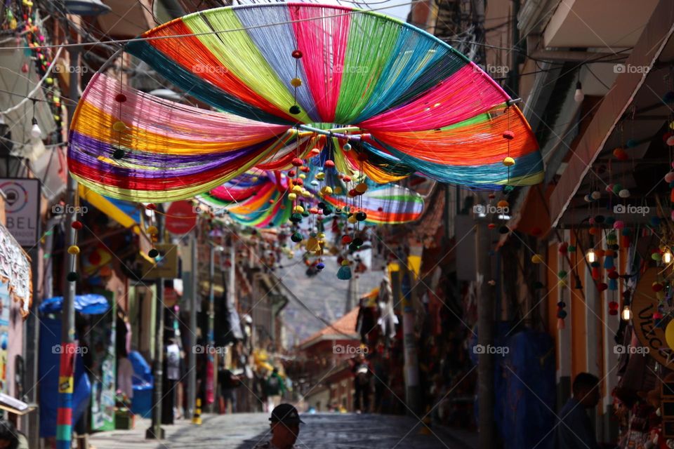 Colorful artisan street of La Paz