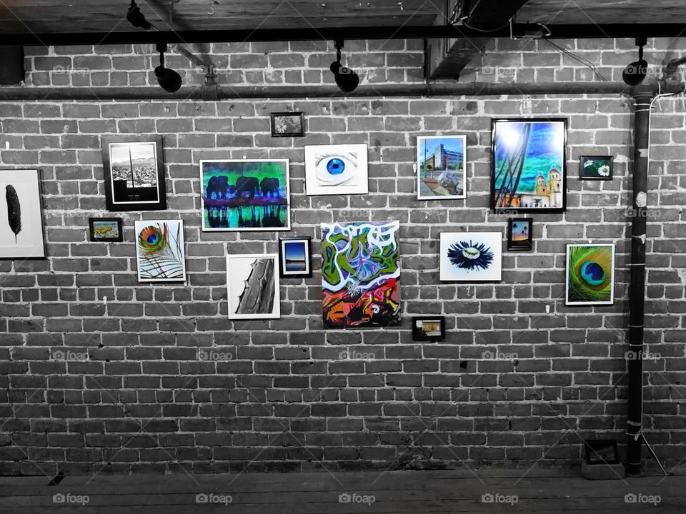 First Showing at Art Gallery - Opening Reception - Art Hanging on Wall at Steinfield Warehouse Arts District in Tucson