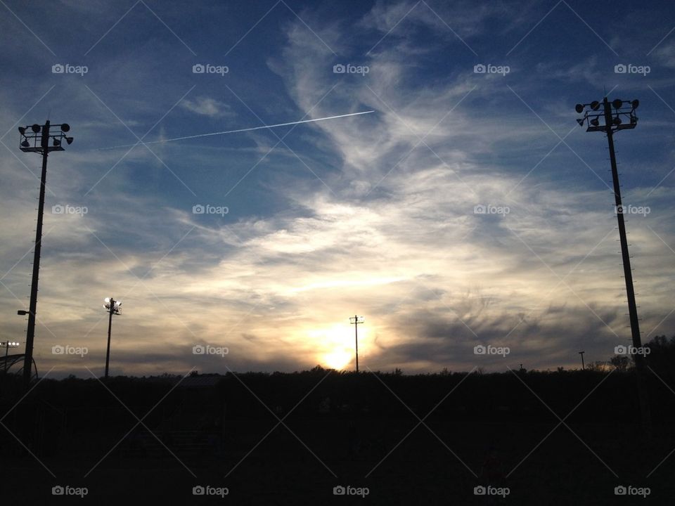 Sunset over the ball field 